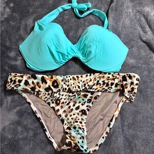 Victoria's Secret Turquoise and Leopard Bikini